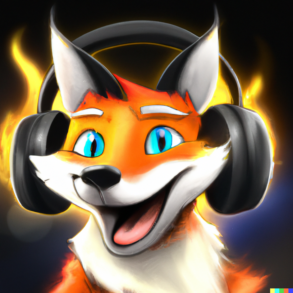 dall_e_2023-07-30_20.07.02_-_marvel_style_rendering_of_a_friendly_smiling_fox_wearing_a_gaming_headset_with_flames_in_the_background_dark_background.png